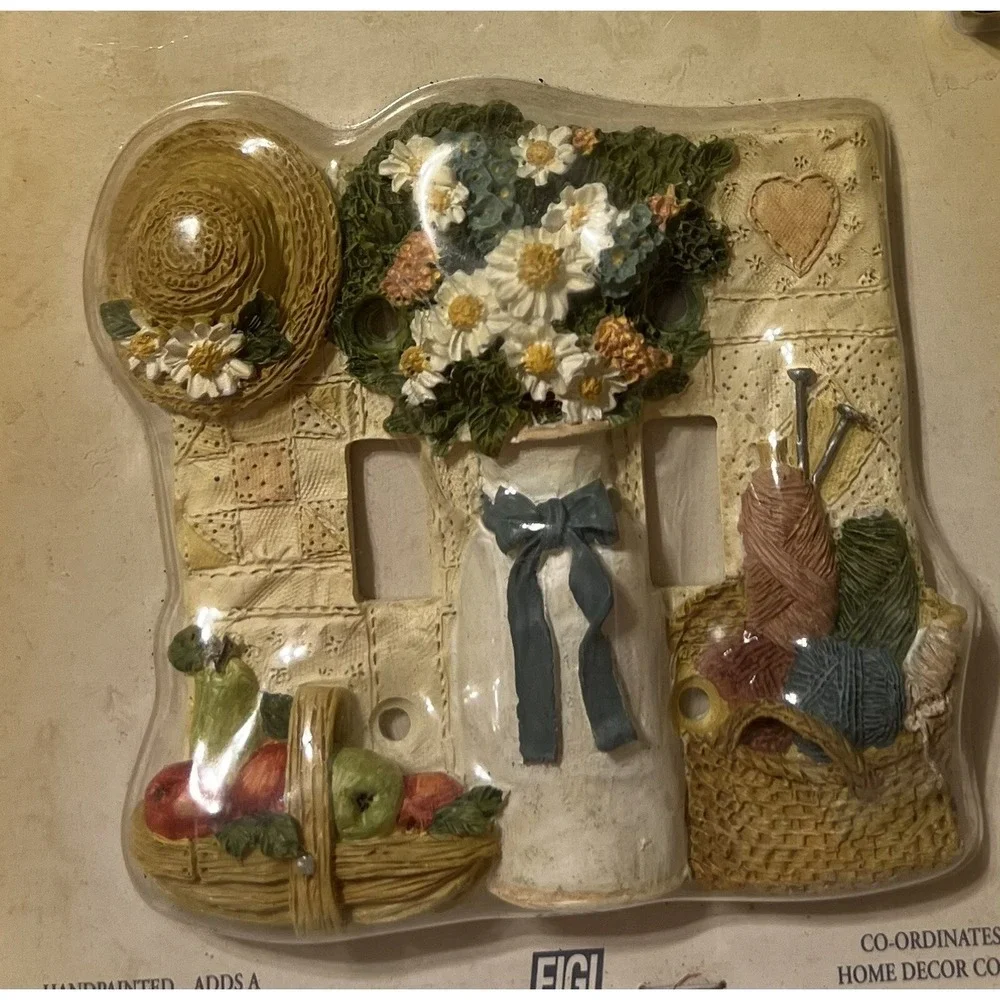 1997 Figi Graphics Double Wall Switch Plate Cover Simple Pleasures Crafts Resin